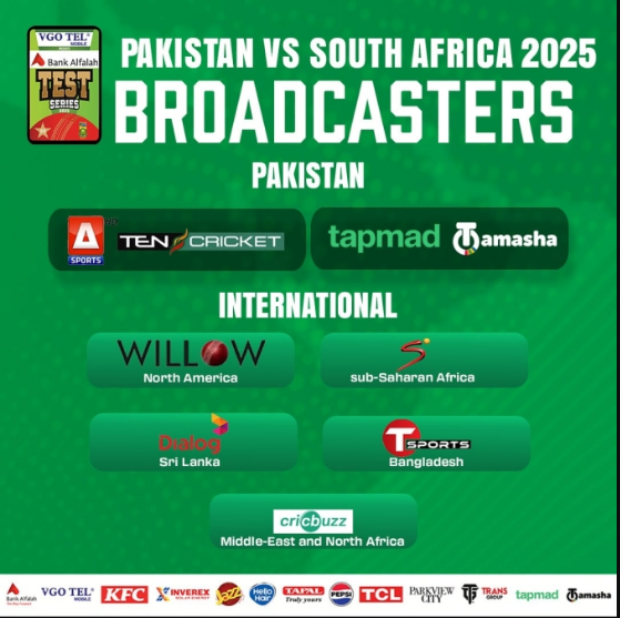 Broadcast Details Announced for Pakistan–South Africa Series