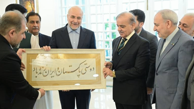 PM Shehbaz Sharif, Iranian Parliament Speaker Discuss Boosting Bilateral Cooperation and Regional Peace